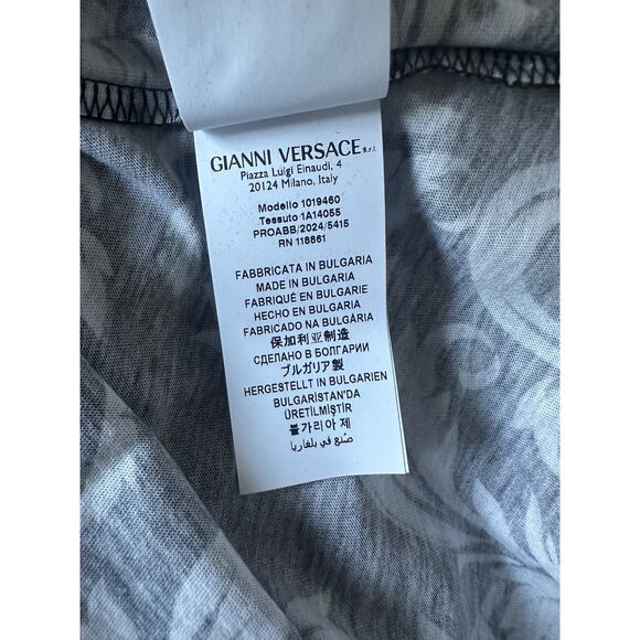 Versace Leafy Baroque Cotton Jersey T-Shirt Black/Gray 3XL 1019460 NWT $625 - Picture 8 of 14